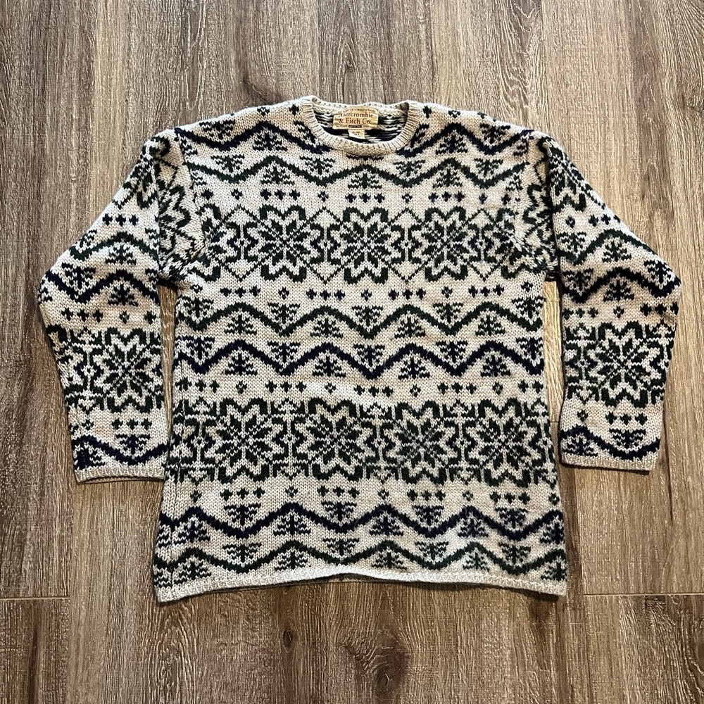Vintage Abercrombie & Fitch Wool Knit Sweater Patterned Adult Size M